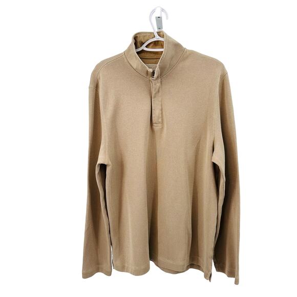 Banana Republic Tan 1/4 Zip Pullover Sweater Men's XL Long Sleeves Collared Slit - Picture 2 of 8